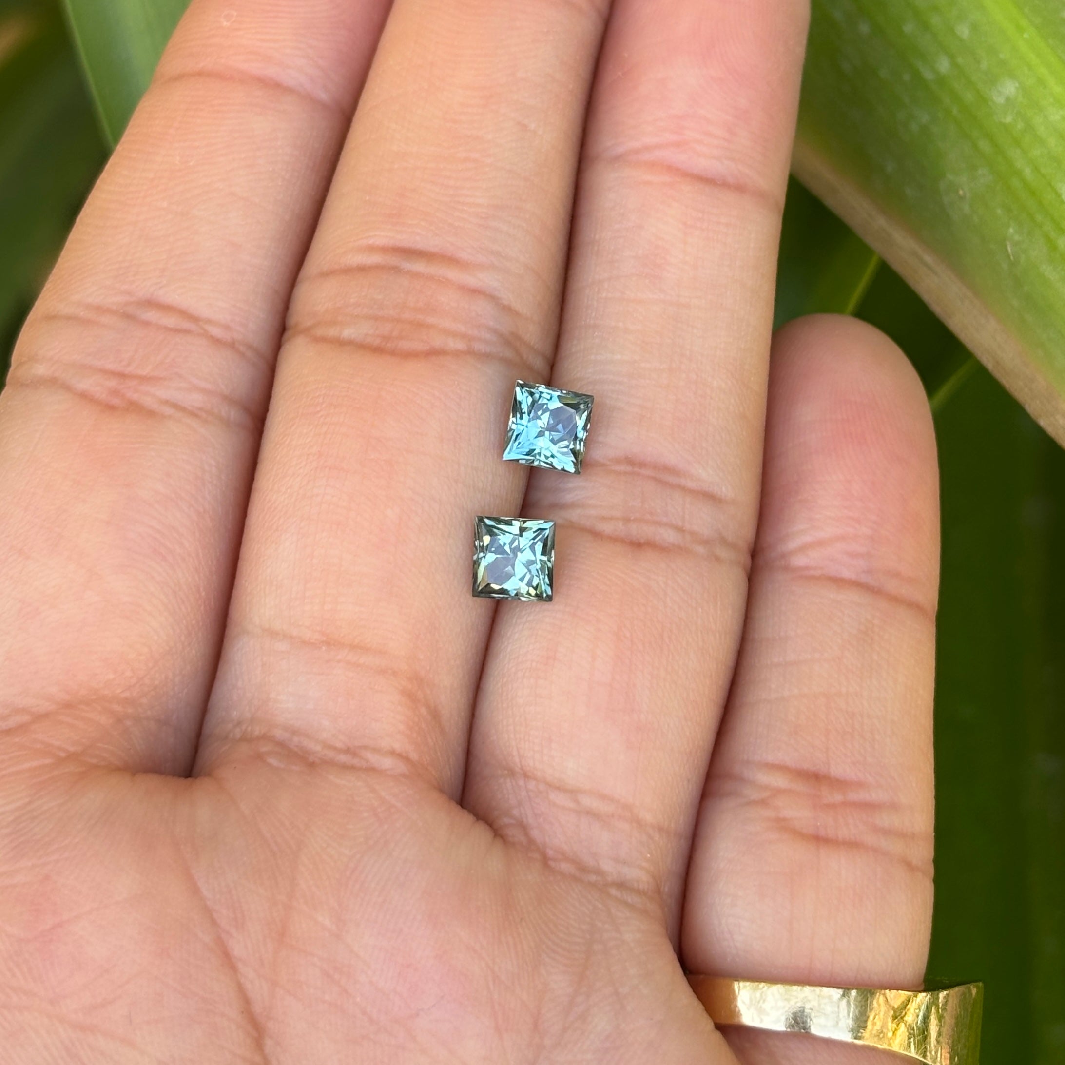 #1-56 Princess Sapphire Pair 0.97ct & 0.88ct